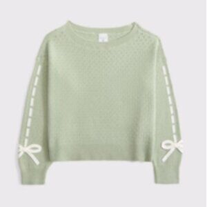 Abercrombie Kids || Girls' Off-the-Shoulder Bow Sweater || Green